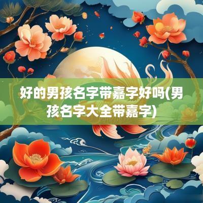 好的男孩名字带嘉字好吗(男孩名字大全带嘉字)