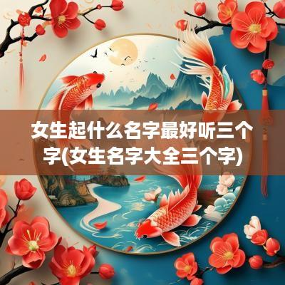 女生起什么名字最好听三个字(女生名字大全三个字)