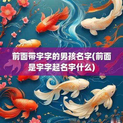 前面带宇字的男孩名字(前面是宇字起名宇什么)