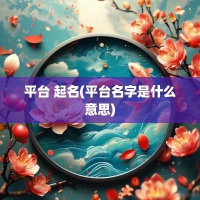 平台 起名(平台名字是什么意思)
