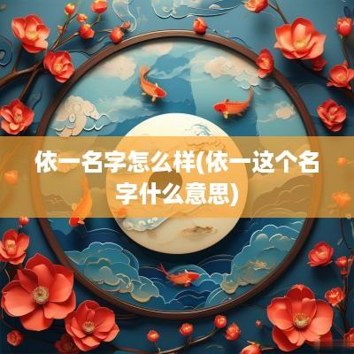 依一名字怎么样(依一这个名字什么意思)