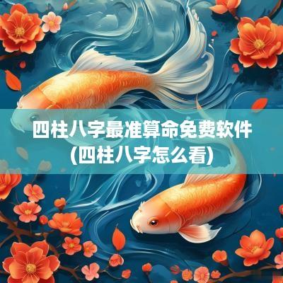 四柱八字最准算命免费软件(四柱八字怎么看)