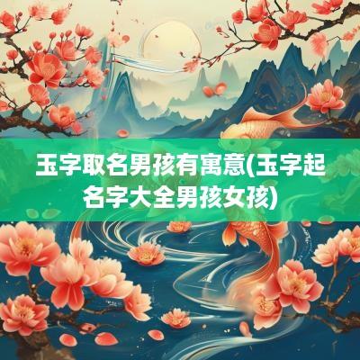 玉字取名男孩有寓意(玉字起名字大全男孩女孩)