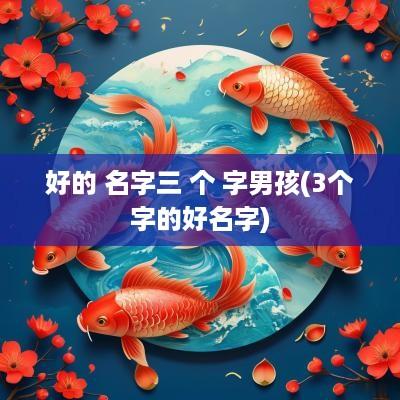 好的 名字三 个 字男孩(3个字的好名字)
