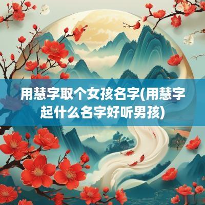 用慧字取个女孩名字(用慧字起什么名字好听男孩)