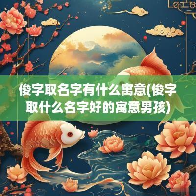 俊字取名字有什么寓意(俊字取什么名字好的寓意男孩)