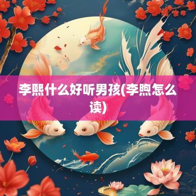 李熙什么好听男孩(李煦怎么读)