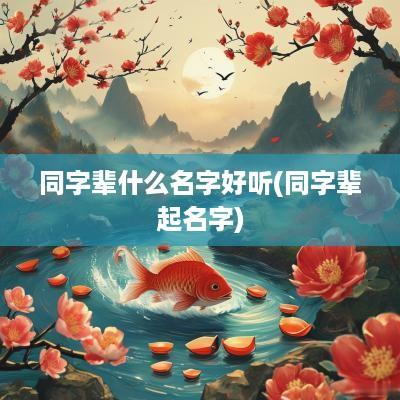 同字辈什么名字好听(同字辈起名字)