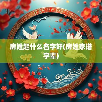 房姓起什么名字好(房姓家谱字辈)