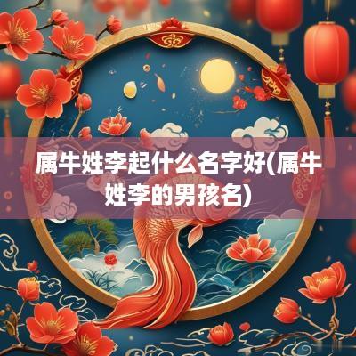 属牛姓李起什么名字好(属牛姓李的男孩名)