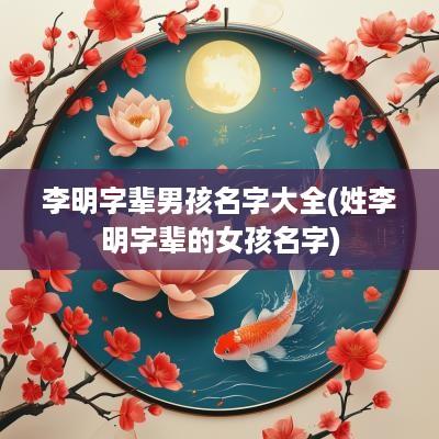 李明字辈男孩名字大全(姓李明字辈的女孩名字)