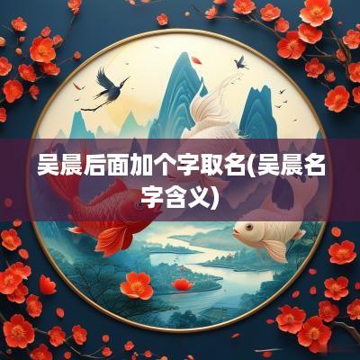 吴晨后面加个字取名(吴晨名字含义)