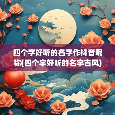 四个字好听的名字作抖音昵称(四个字好听的名字古风)