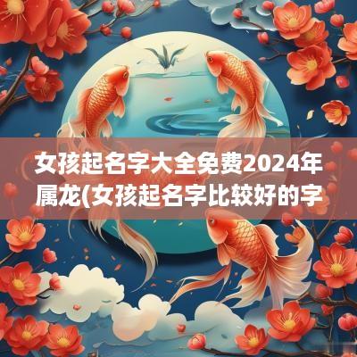 女孩起名字大全免费2025年属龙(女孩起名字比较好的字)
