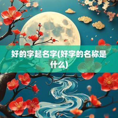 好的字起名字(好字的名称是什么)