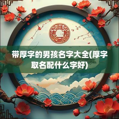 带厚字的男孩名字大全(厚字取名配什么字好)
