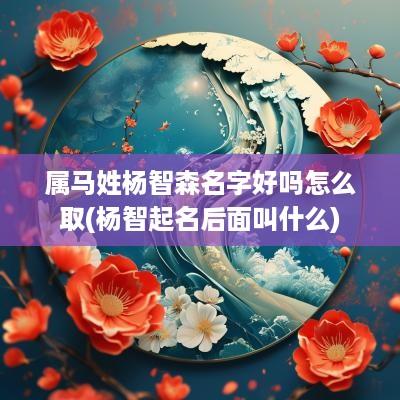 属马姓杨智森名字好吗怎么取(杨智起名后面叫什么)