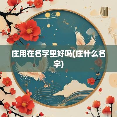庄用在名字里好吗(庄什么名字)