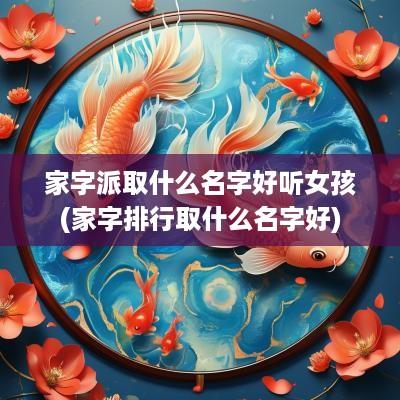 家字派取什么名字好听女孩(家字排行取什么名字好)