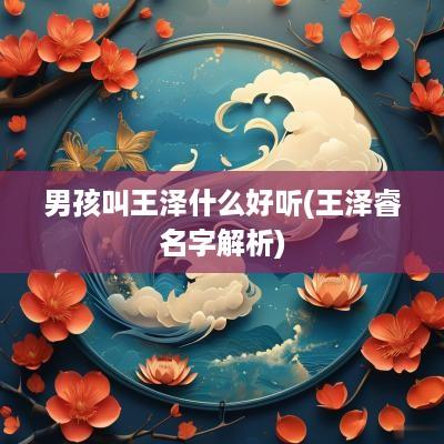 男孩叫王泽什么好听(王泽睿名字解析)