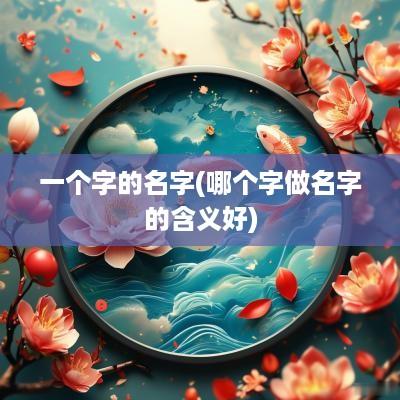一个字的名字(哪个字做名字的含义好)