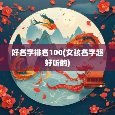 好名字排名100(女孩名字超好听的)