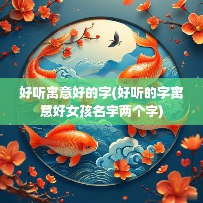 好听寓意好的字(好听的字寓意好女孩名字两个字)