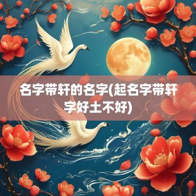 名字带轩的名字(起名字带轩字好土不好)