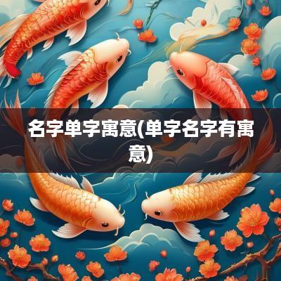 名字单字寓意(单字名字有寓意)
