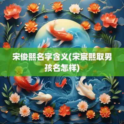 宋俊熙名字含义(宋宸熙取男孩名怎样)
