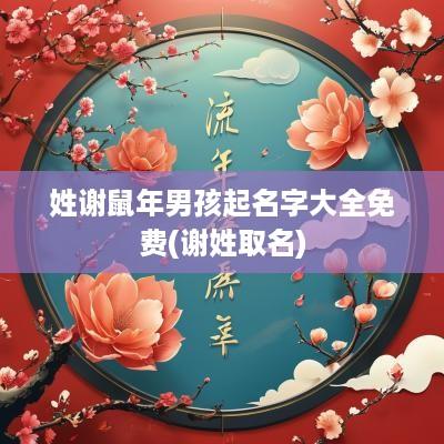 姓谢蛇年男孩起名字大全免费(谢姓取名)