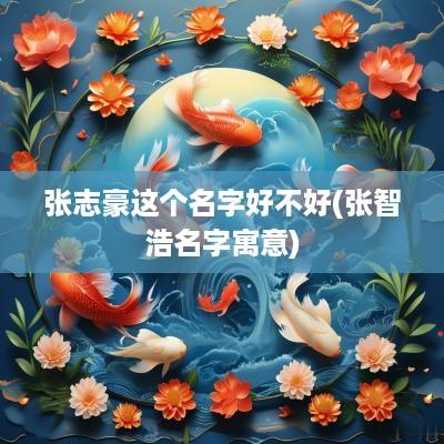 张志豪这个名字好不好(张智浩名字寓意)