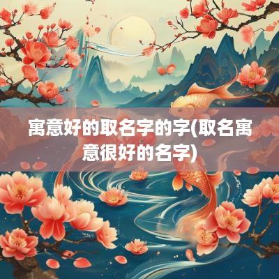 寓意好的取名字的字(取名寓意很好的名字)