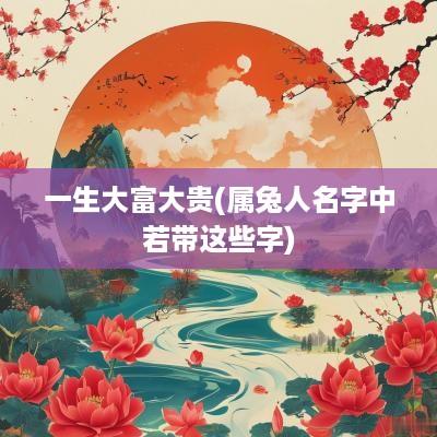 一生大富大贵(属兔人名字中若带这些字)