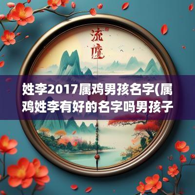 姓李2017属鸡男孩名字(属鸡姓李有好的名字吗男孩子)