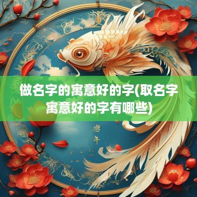 做名字的寓意好的字(取名字寓意好的字有哪些)