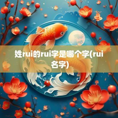 姓rui的rui字是哪个字(rui 名字)