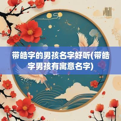 带皓字的男孩名字好听(带皓字男孩有寓意名字)