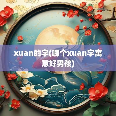 xuan的字(哪个xuan字寓意好男孩)