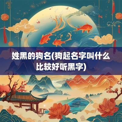 姓黑的狗名(狗起名字叫什么比较好听黑字)