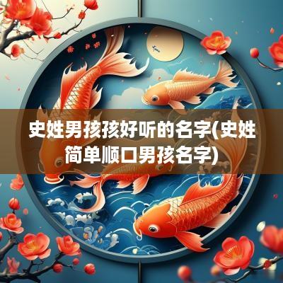 史姓男孩孩好听的名字(史姓简单顺口男孩名字)