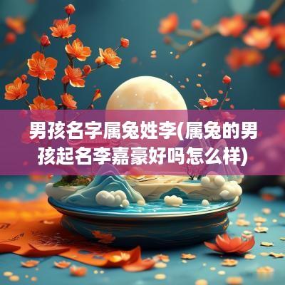 男孩名字属兔姓李(属兔的男孩起名李嘉豪好吗怎么样)