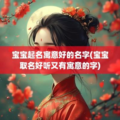 宝宝起名寓意好的名字(宝宝取名好听又有寓意的字)