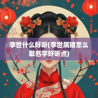 李世什么好听(李世属猪怎么取名字好听点)