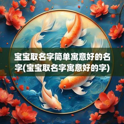宝宝取名字简单寓意好的名字(宝宝取名字寓意好的字)