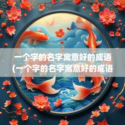一个字的名字寓意好的成语(一个字的名字寓意好的成语有哪些)