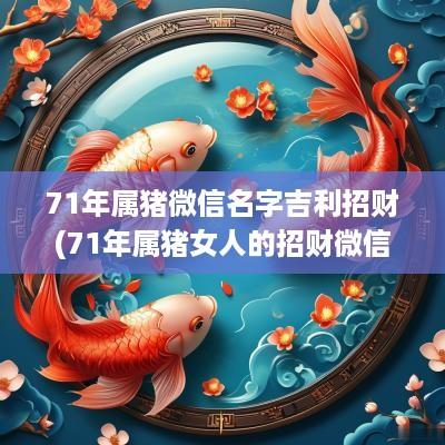 71年属猪微信名字吉利招财(71年属猪女人的招财微信名字)