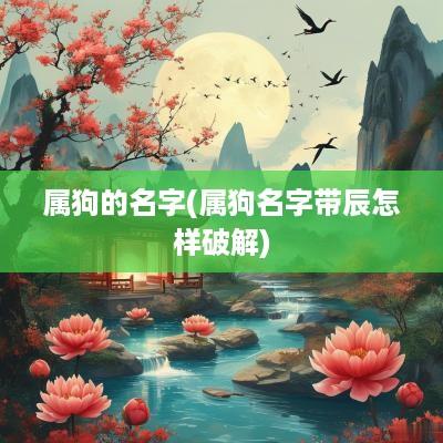 属狗的名字(属狗名字带辰怎样破解)
