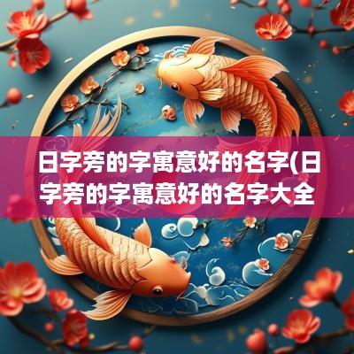 日字旁的字寓意好的名字(日字旁的字寓意好的名字大全)