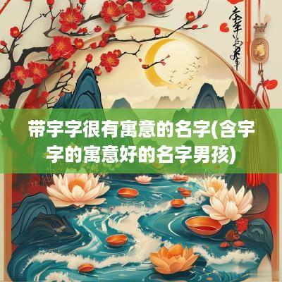 带宇字很有寓意的名字(含宇字的寓意好的名字男孩)